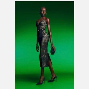 AQUA X Wicked Elphaba Green Swirl Jacquard Corset Gown Size S